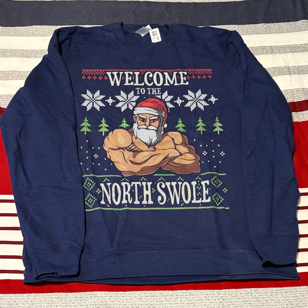 Festive Navy 'North Swole' Sweatshirt